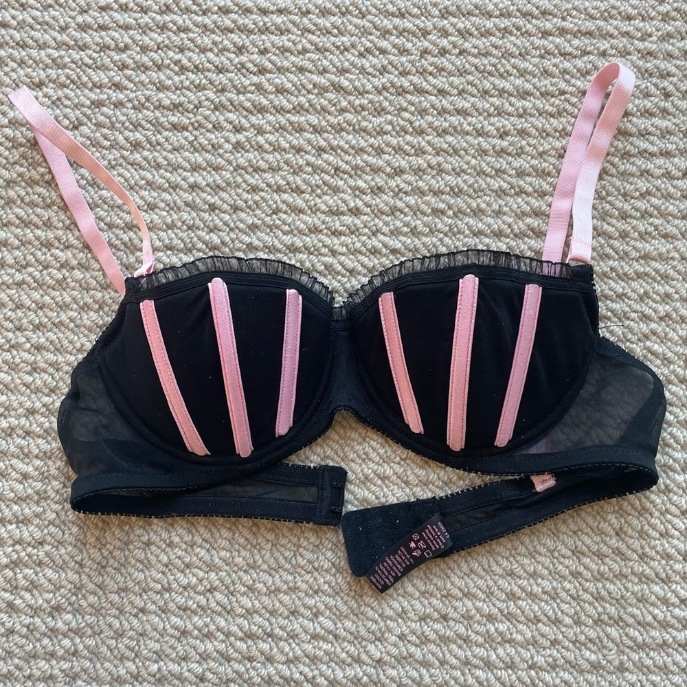 La SENZA Balconette Bra No Padding Black & Pink 34A
